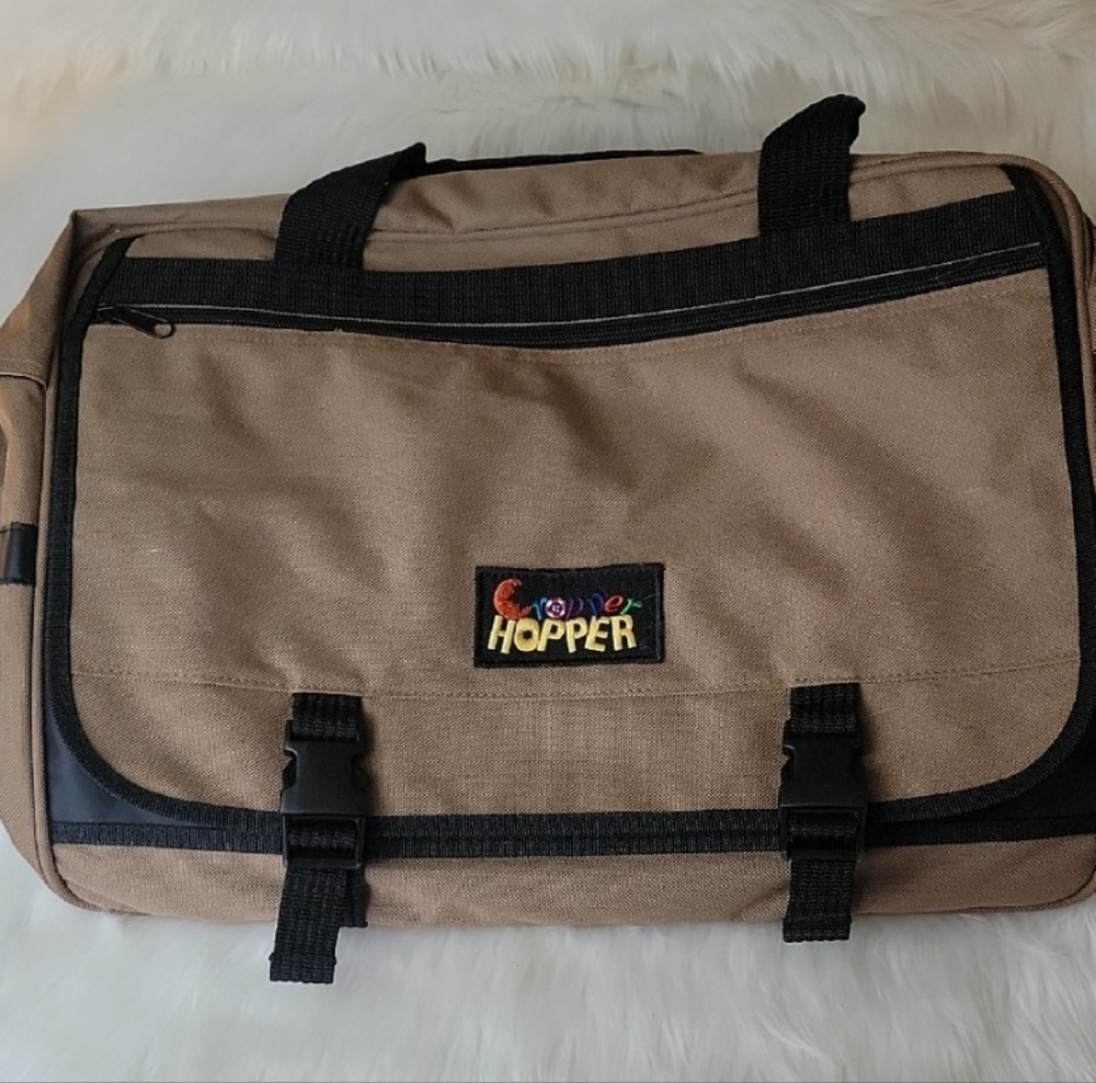 CROPPER HOPPER Tan Black Canvas Scrapbooking Craft‎ Organizer Travel Tote Bag